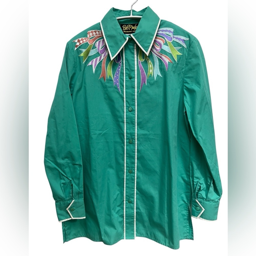 Bob Mackie Wearable‎ Art Western Style Shirt - Vintage Y2K - Ribbon Embroidery